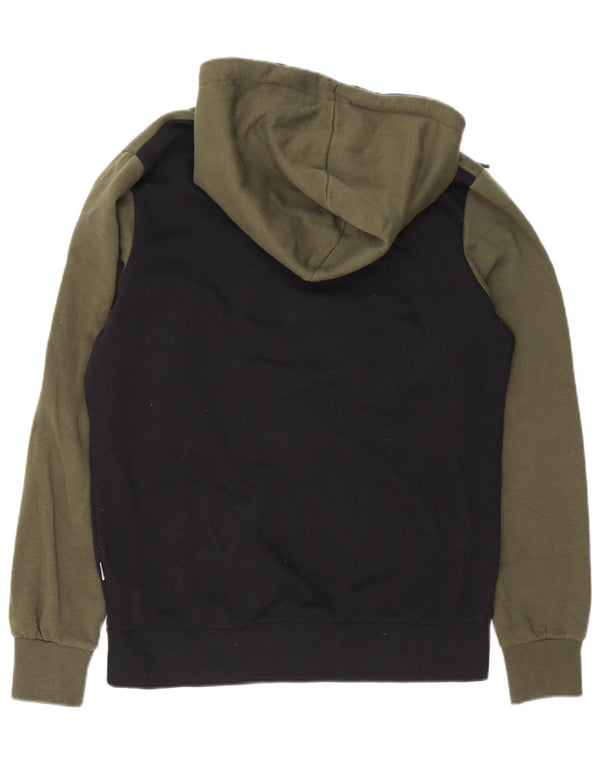 Jack & Jones Mens Graphic Hoodie Jumper Medium Green Colourblock Cotton