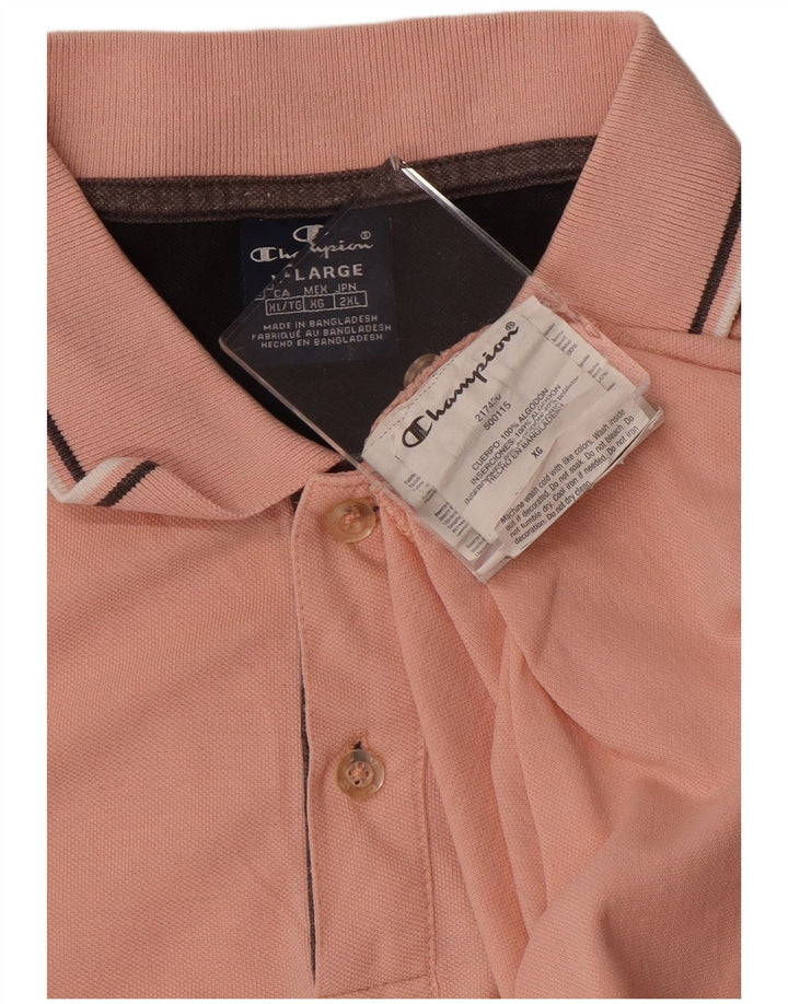 CHAMPION Mens Polo Shirt XL Pink Cotton