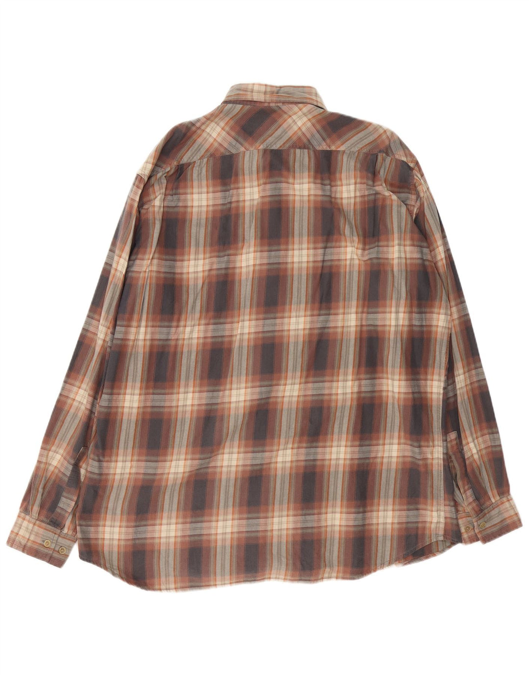 MARLBORO CLASSICS Mens Flannel Shirt XL Brown Plaid Cotton