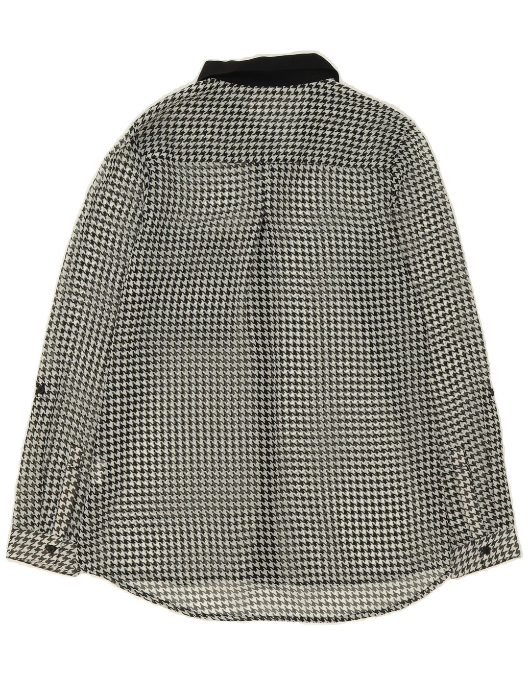 VINTAGE Womens Shirt Blouse UK 14 Medium Black Houndstooth Polyester Vintage Vintage and Second-Hand Vintage from Messina Hembry 