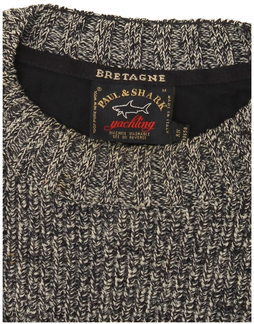Paul & Shark Mens Crew Neck Jumper Sweater Medium Grey Flecked Wool