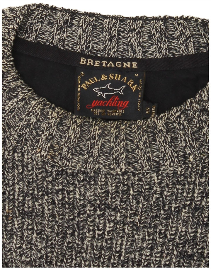 Paul & Shark Mens Crew Neck Jumper Sweater Medium Grey Flecked Wool