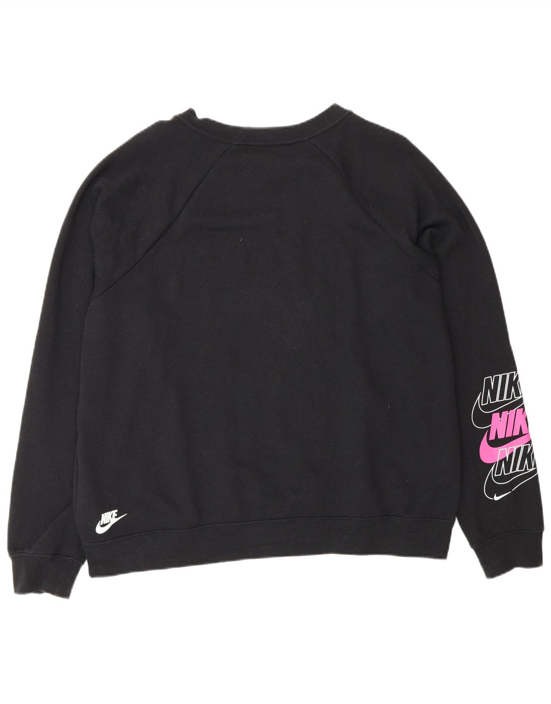 Nike Womens Oversized Graphic Sweatshirt Jumper UK 16 Large Black Cotton