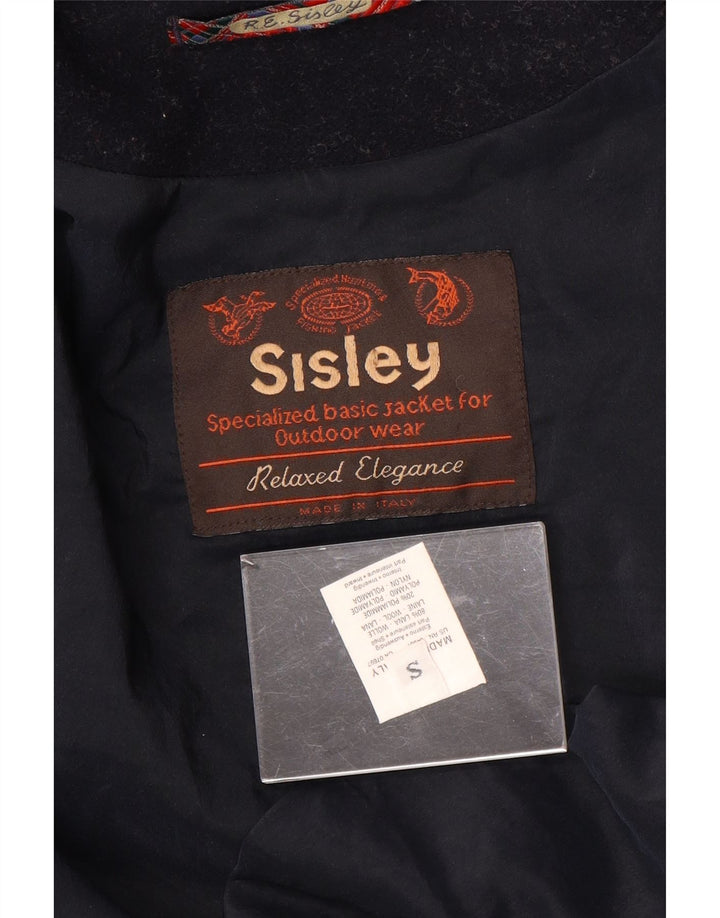 Sisley Mens Relaxed Elegance Hooded Duffle Coat UK 36 Small Navy Blue Wool