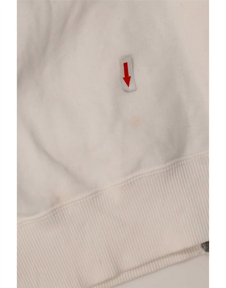 Nike Womens Graphic Tracksuit Top Jacket UK 14 Medium White Cotton