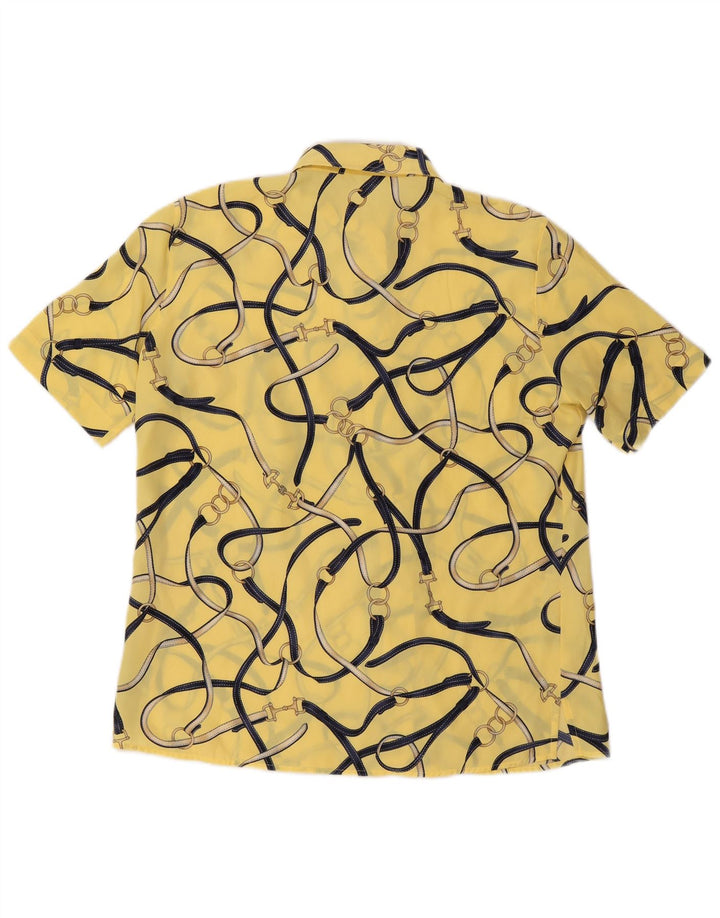VINTAGE Womens Abstract Pattern Shirt Blouse UK 14 Large  Yellow