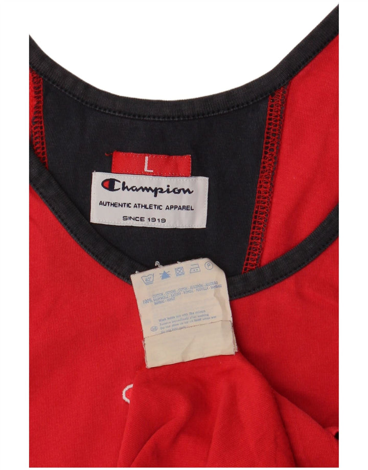 Champion Mens Vest Top Large Red Colourblock Cotton
