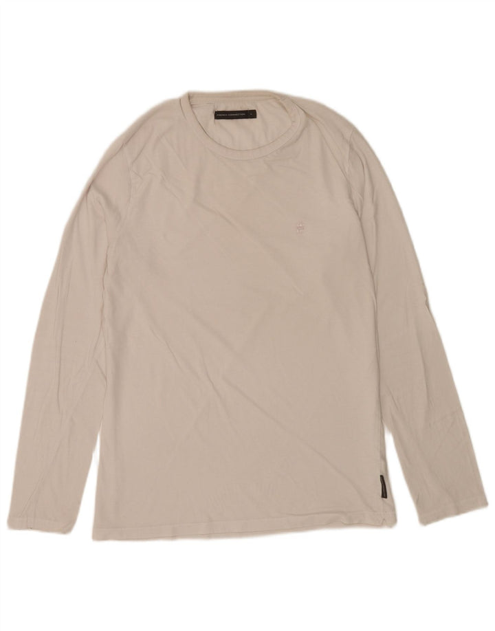French Connection Mens Top Long Sleeve Large Off White Cotton