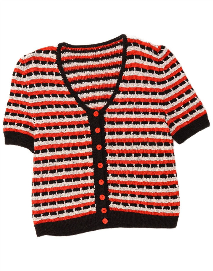 Vintage Womens Cardigan Sweater UK 14 Medium Multicoloured Striped