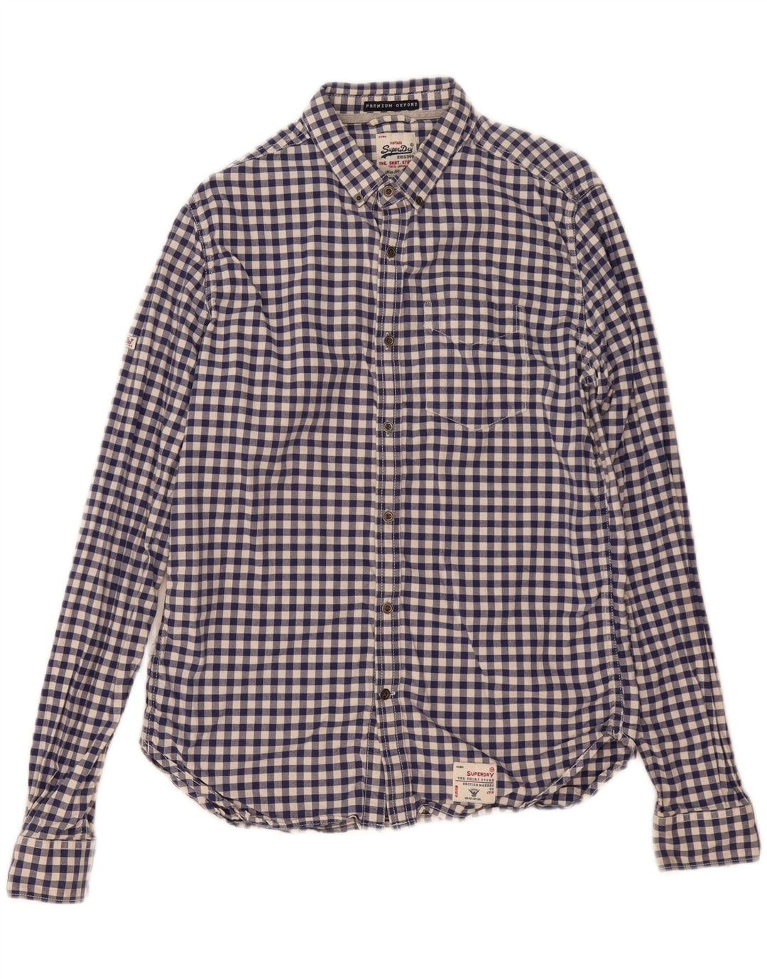 Superdry Mens Shirt Medium Blue Gingham Cotton