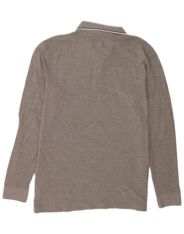 Kappa Mens Long Sleeve Polo Shirt XL Grey Striped Cotton