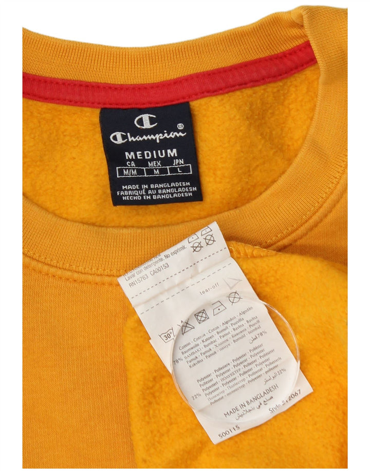 Champion Mens Graphic Sweatshirt Jumper Medium Yellow Cotton
