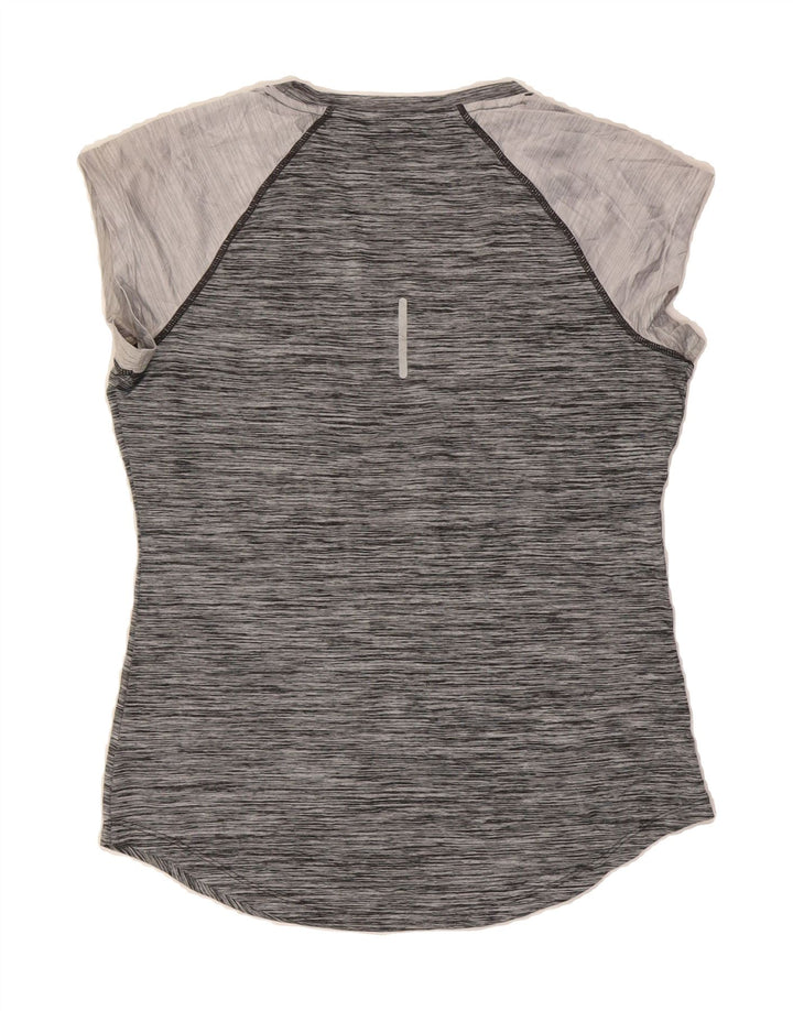 REEBOK Womens T-Shirt Top UK 14 Medium Grey Flecked Polyester Vintage Reebok and Second-Hand Reebok from Messina Hembry 