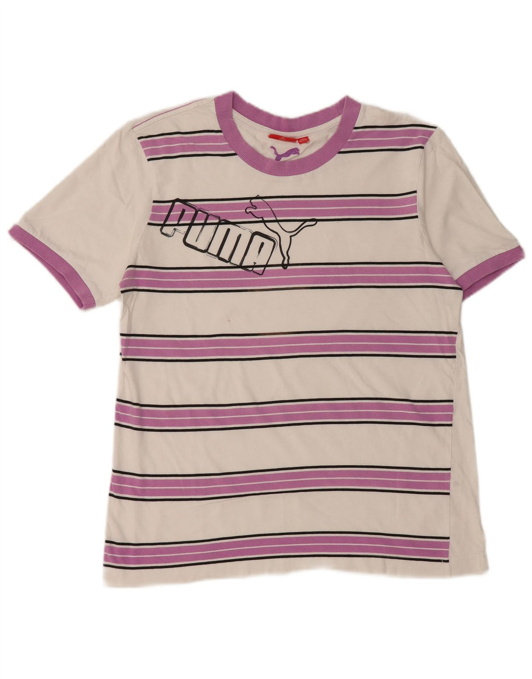 PUMA Mens T-Shirt Top Medium White Striped