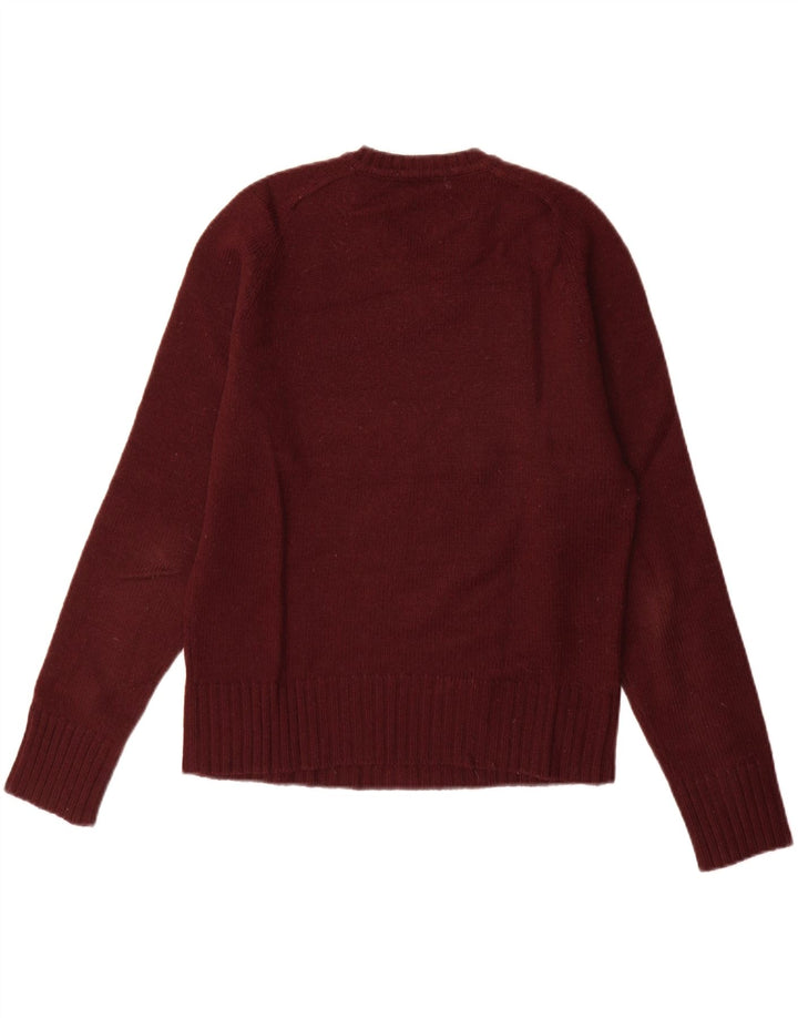 Zara Mens V-Neck Jumper Sweater Medium Burgundy