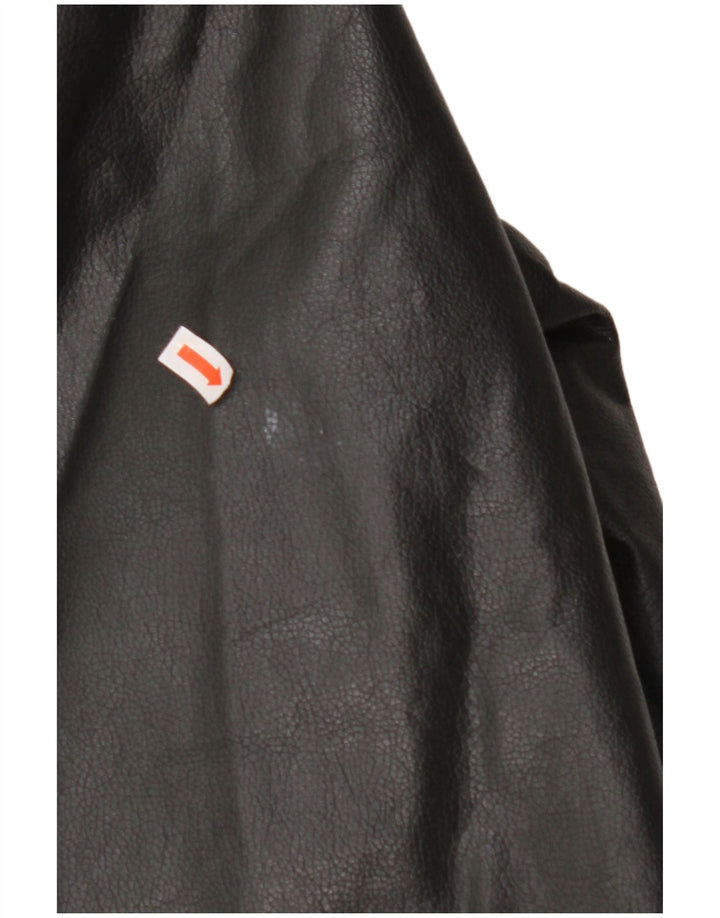 VINTAGE Womens Oversized Leather Biker Jacket UK 10 Small Black Leather