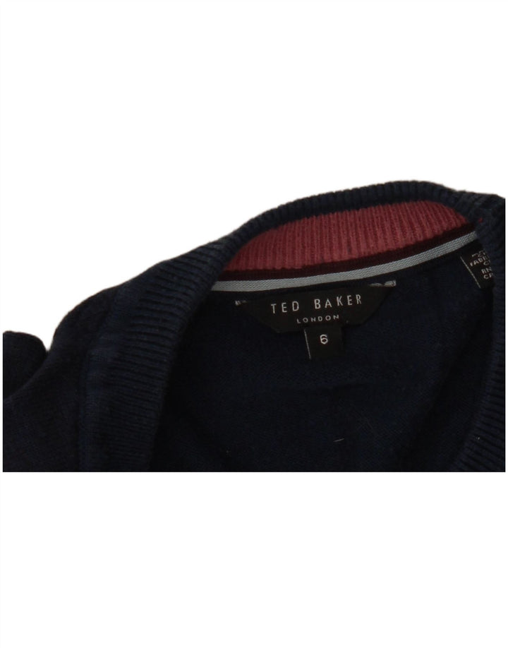 Ted Baker Womens Crew Neck Jumper Sweater Size 6 2XL Navy Blue