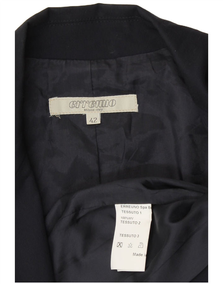 Vintage Womens Crop Blazer Jacket IT 42 Medium Navy Blue Wool