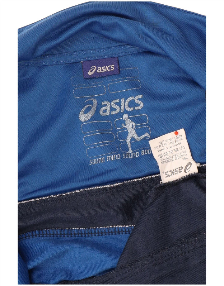 Asics Mens Graphic Tracksuit Top Jacket Small Navy Blue Colourblock