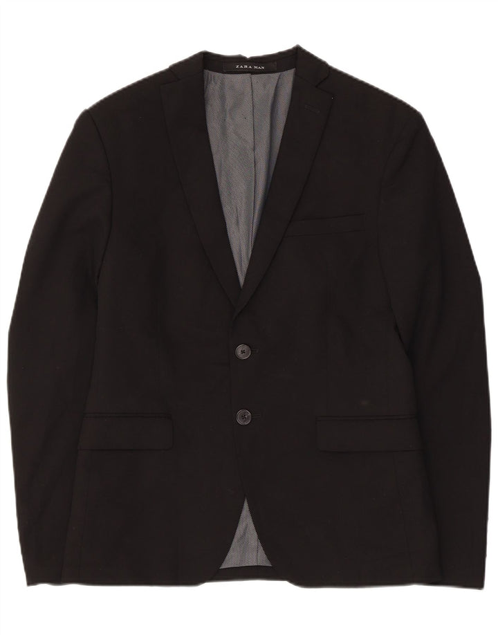 ZARA Mens 2 Button Blazer Jacket UK 34 XS Black Viscose