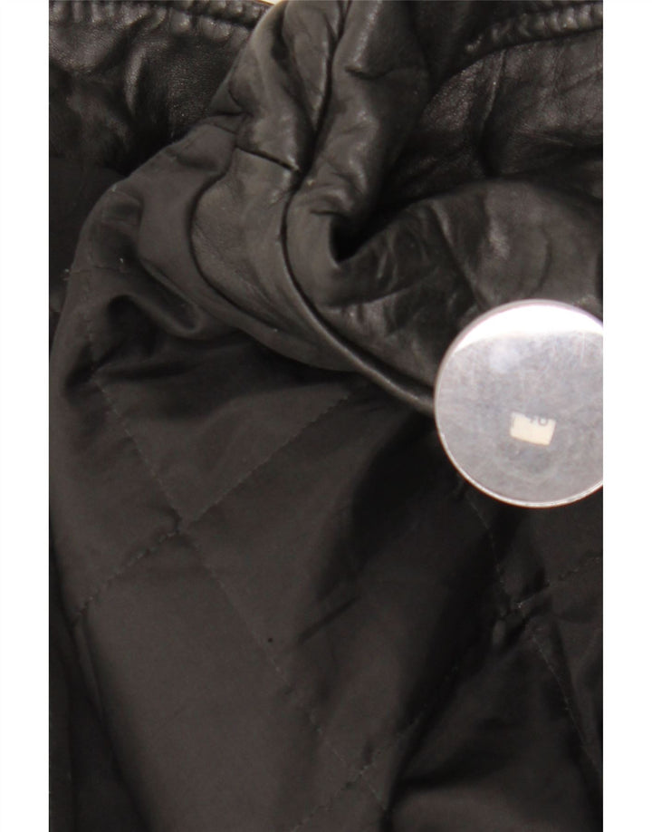 Vintage Womens Oversized Leather Jacket EU 40 Medium Black Leather