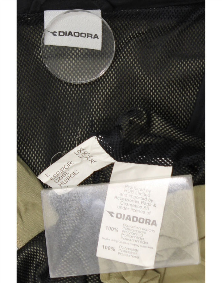 DIADORA Mens Hooded Rain Jacket UK 42 XL Khaki Polyamide