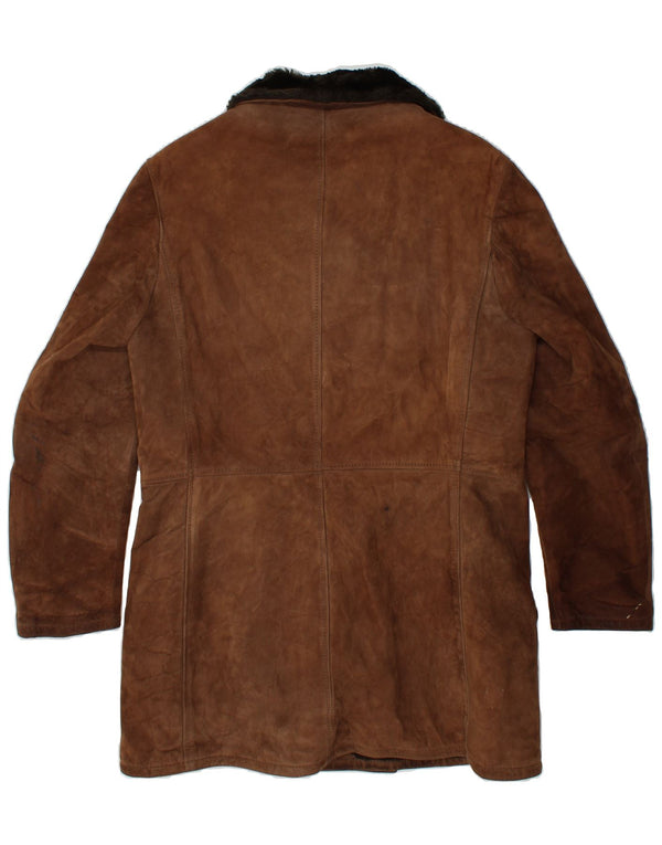 VINTAGE Womens Shearling Coat IT 52 2XL Brown
