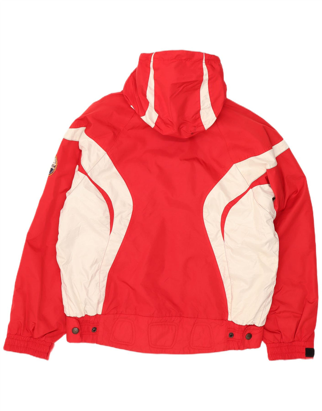 Ladakh Mens Hooded Ski Jacket EU 50 Large Red Colourblock Polyester
