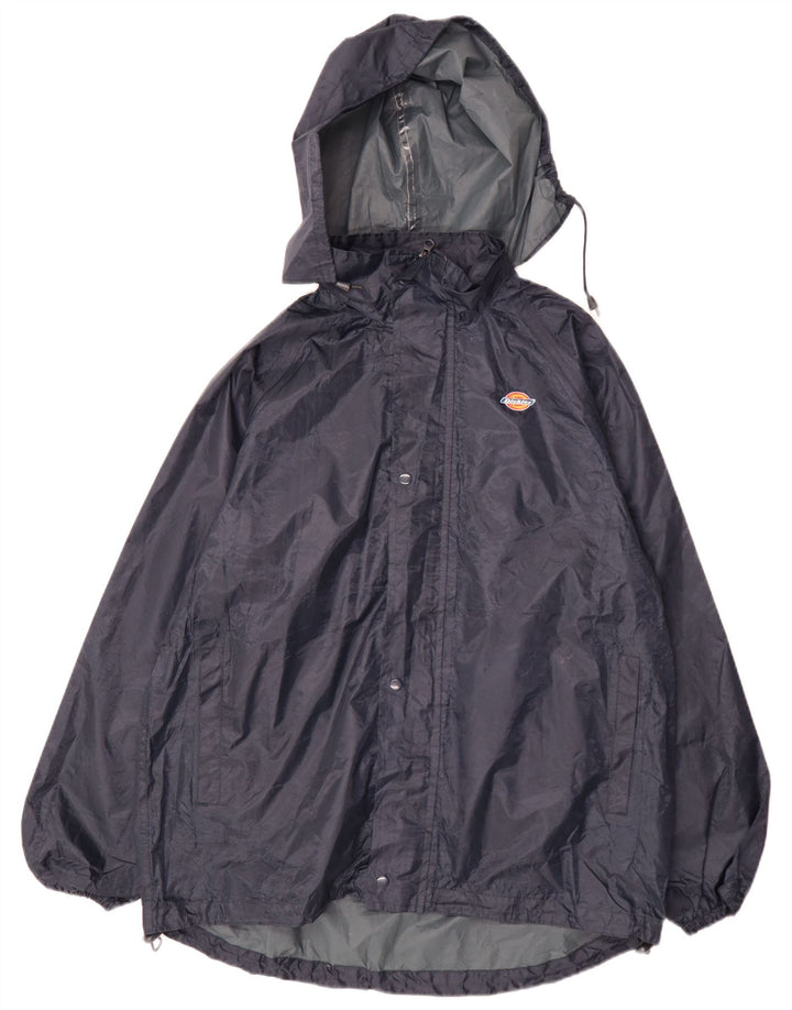 Dickies Mens Hooded Rain Jacket UK 38 Medium Navy Blue Polyester