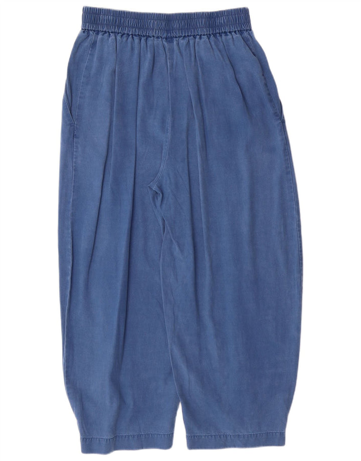 BENETTON Womens Tapered Capri Trousers Small W26 L22 Blue Lyocell