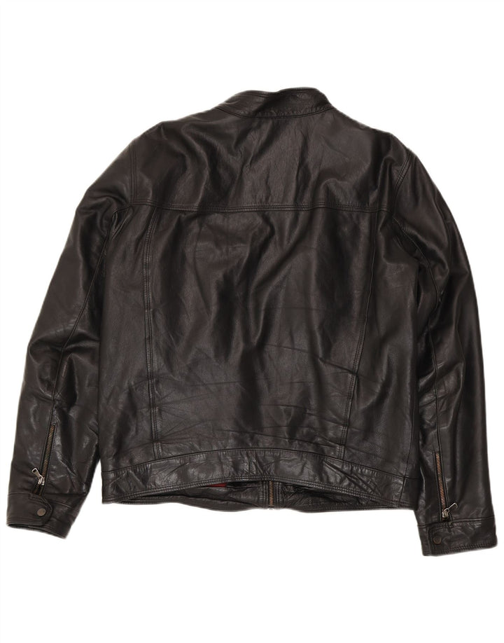 Vintage Mens Leather Jacket IT 54 XL Black