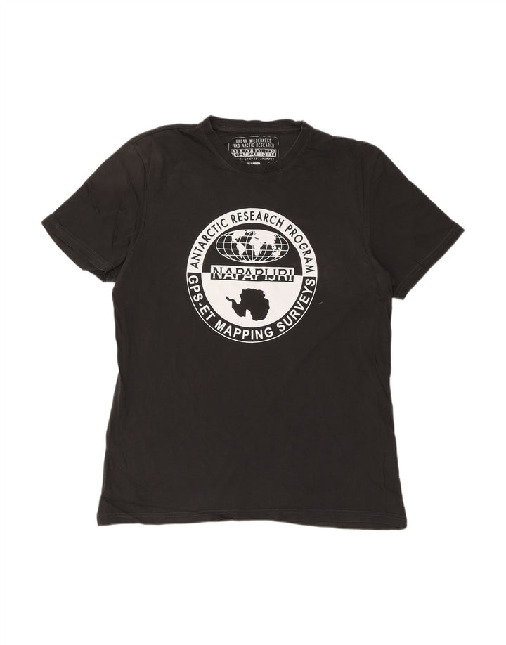 NAPAPIJRI Mens Graphic T-Shirt Top Medium Grey Cotton