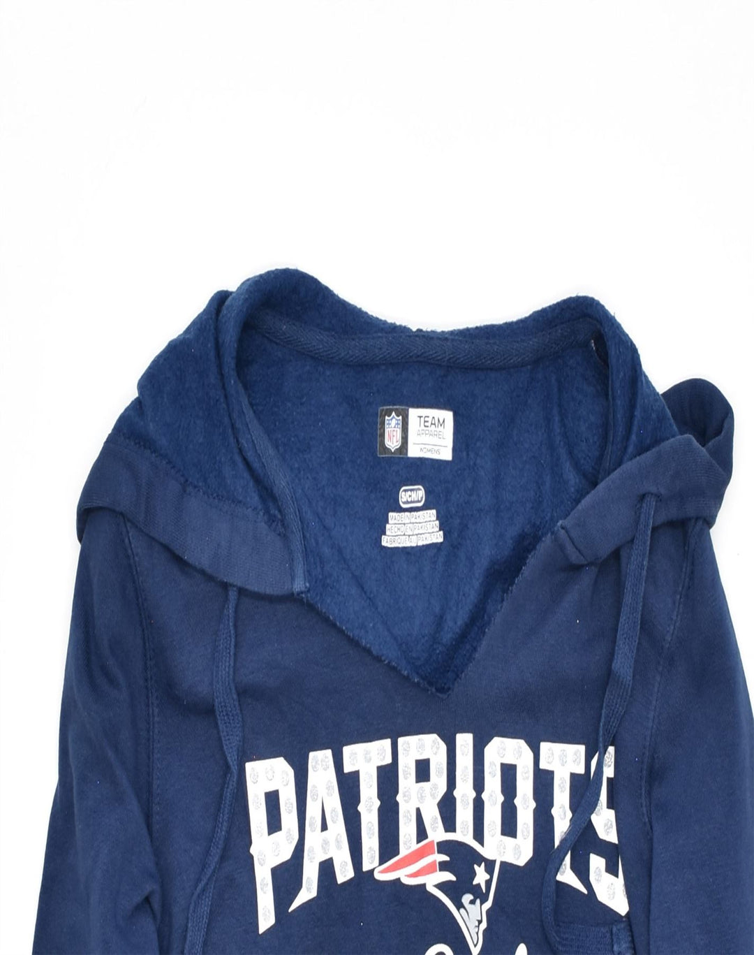 NFL Womens Graphic Hoodie Jumper UK 10 Small Blue Cotton | Vintage | Thrift | Second-Hand | Used Clothing | Messina Hembry 