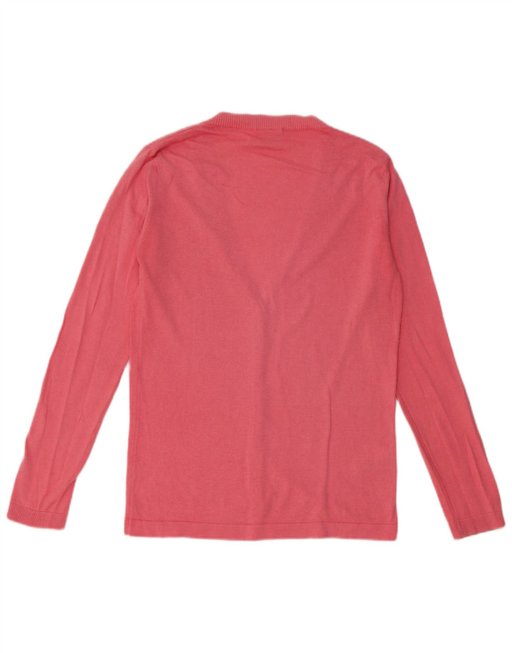 Lacoste Womens Cardigan Sweater EU 36 Small Pink Cotton