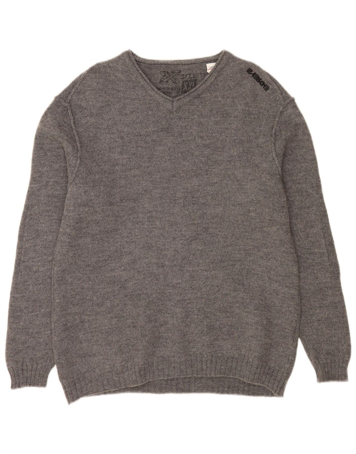 Sixty Mens V-Neck Jumper Sweater 2XL Grey Wool