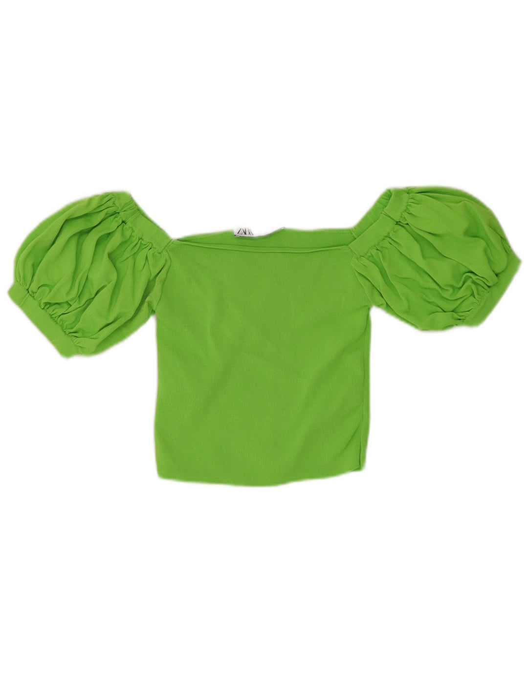 Zara Womens Crop Off Shoulder Top UK 12 Medium Green Viscose