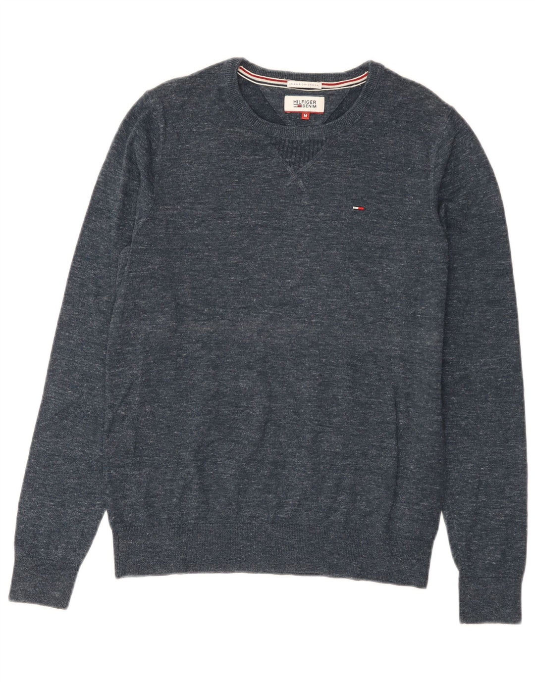 Tommy Hilfiger Mens Crew Neck Jumper Sweater Medium Navy Blue Flecked