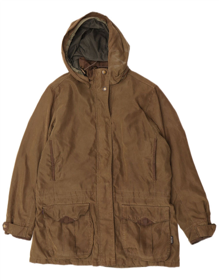 Musto Womens Zip Hooded Parka Jacket UK 16 Large Khaki Polyester Classic