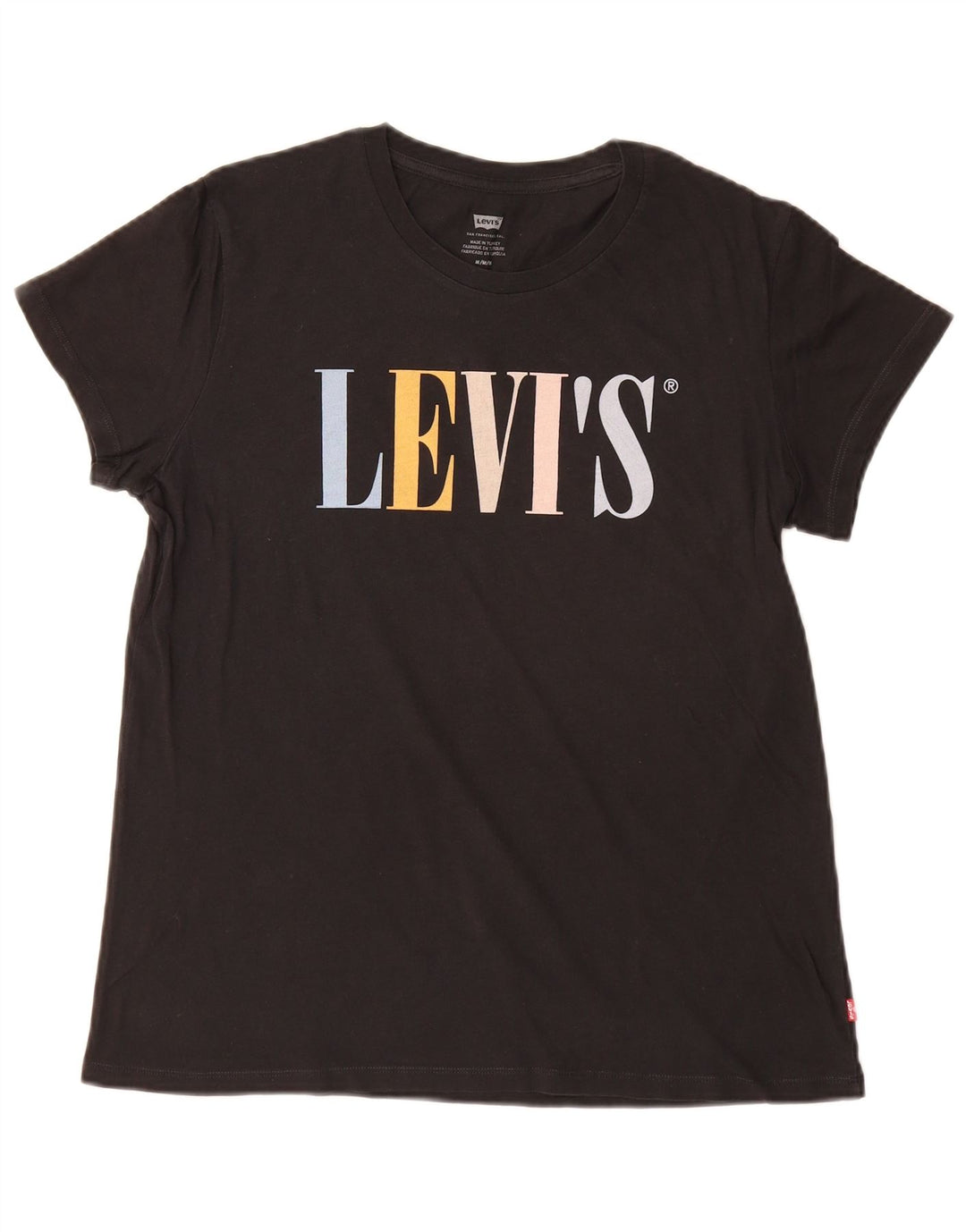 LEVI'S Womens Graphic T-Shirt Top UK 12 Medium Black