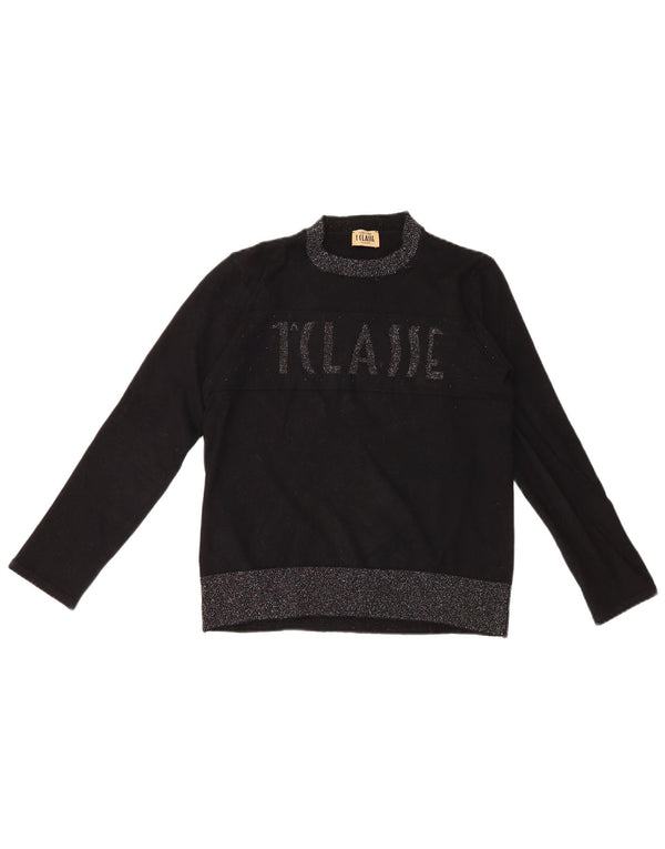 ALVIERO MARTINI Womens Graphic Crew Neck Jumper Sweater IT 40 Small Black