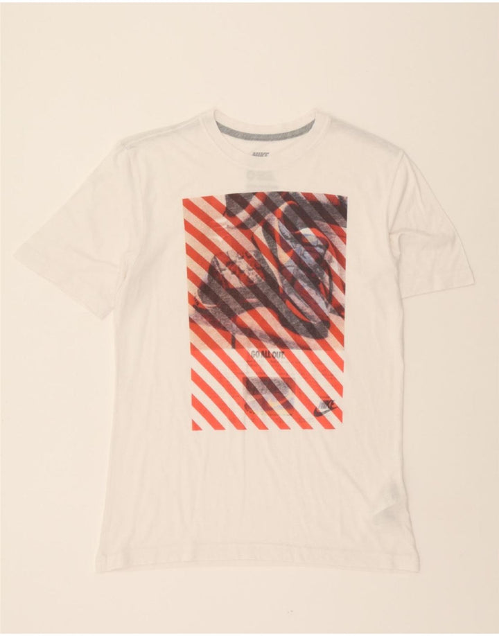 NIKE Mens Regular Fit Graphic T-Shirt Top Medium White Polyester Vintage Nike and Second-Hand Nike from Messina Hembry 