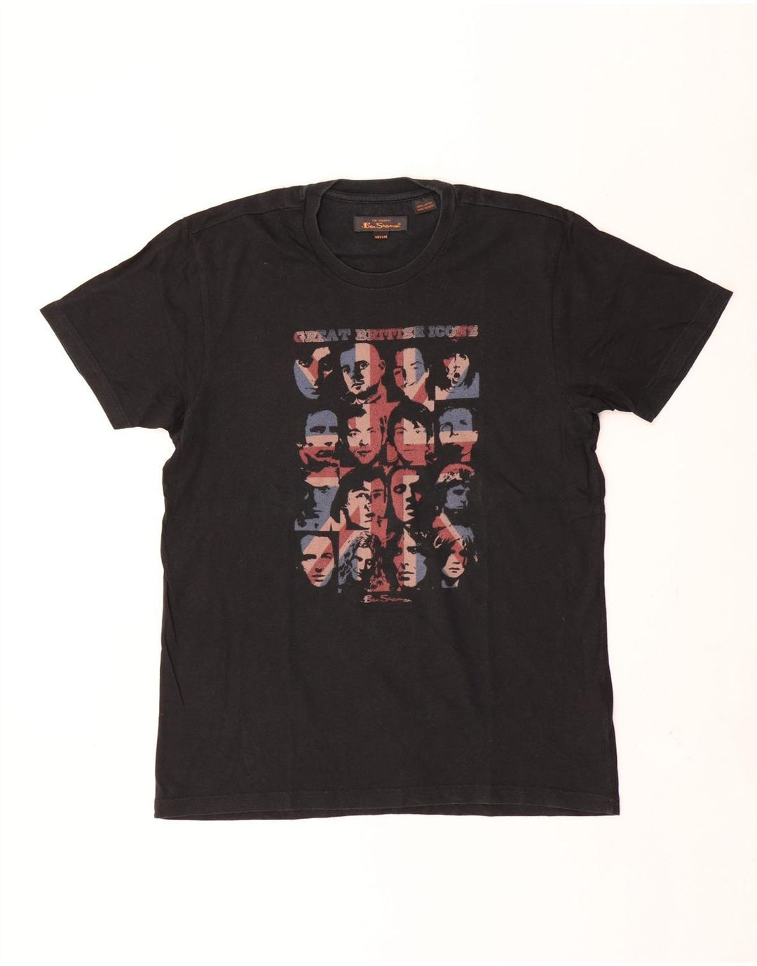 Ben Sherman Mens Graphic T-Shirt Top Medium Black Cotton