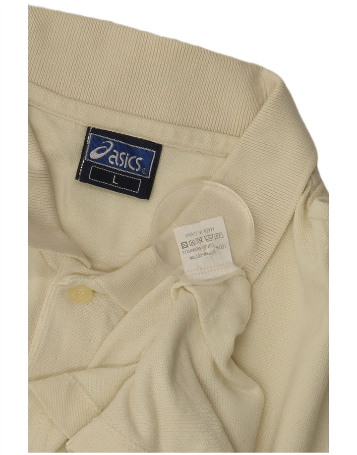 ASICS Mens Polo Shirt Large Off White Cotton