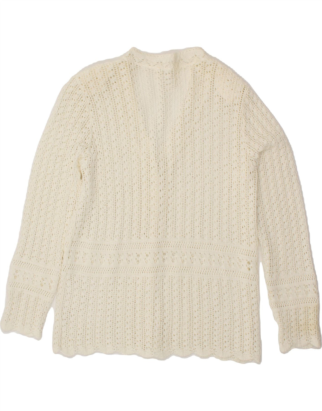 VINTAGE Womens Cardigan Sweater UK 12 Medium Off White Vintage Vintage and Second-Hand Vintage from Messina Hembry 