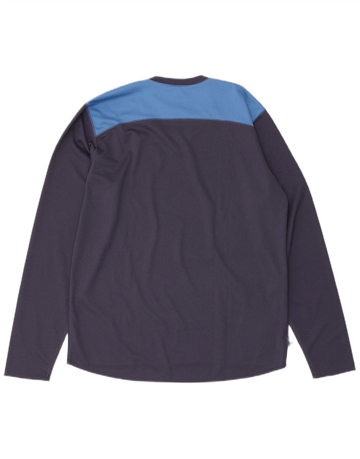 Adidas Mens Climalite Graphic Top Long Sleeve Medium Navy Blue Colourblock
