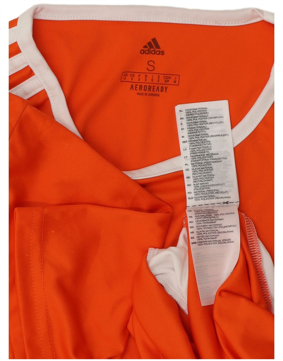 Adidas Mens Aeroready T-Shirt Top Small Orange Colourblock Polyester