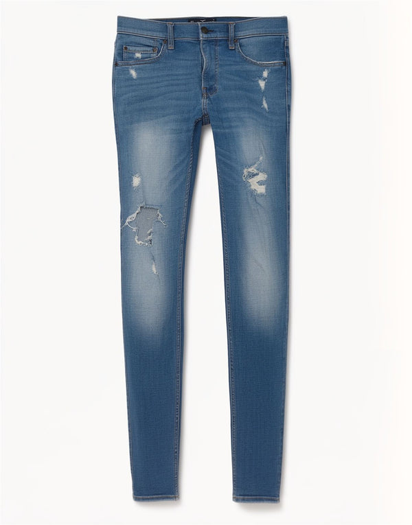Hollister Womens Distressed Skinny Jeans W32 L32 Blue Cotton