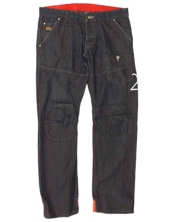 G-Star Mens Graphic Cargo Straight Jeans W36 L32 Navy Blue Colourblock