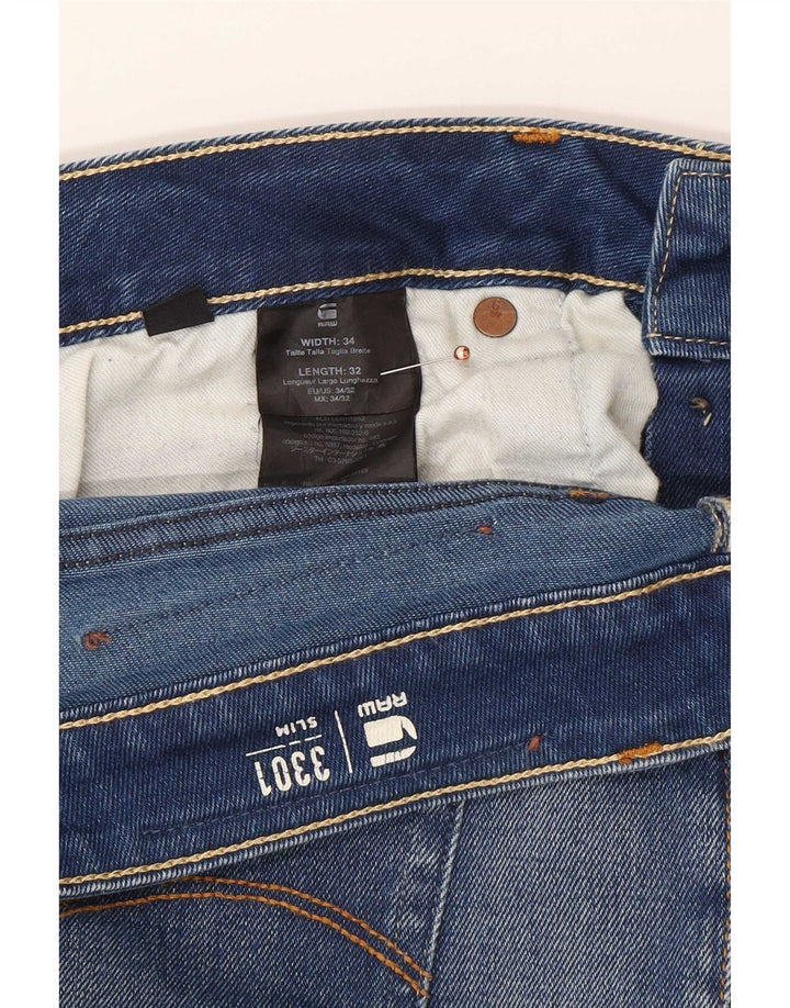 G-Star Mens Slim Jeans W34 L32 Blue Cotton