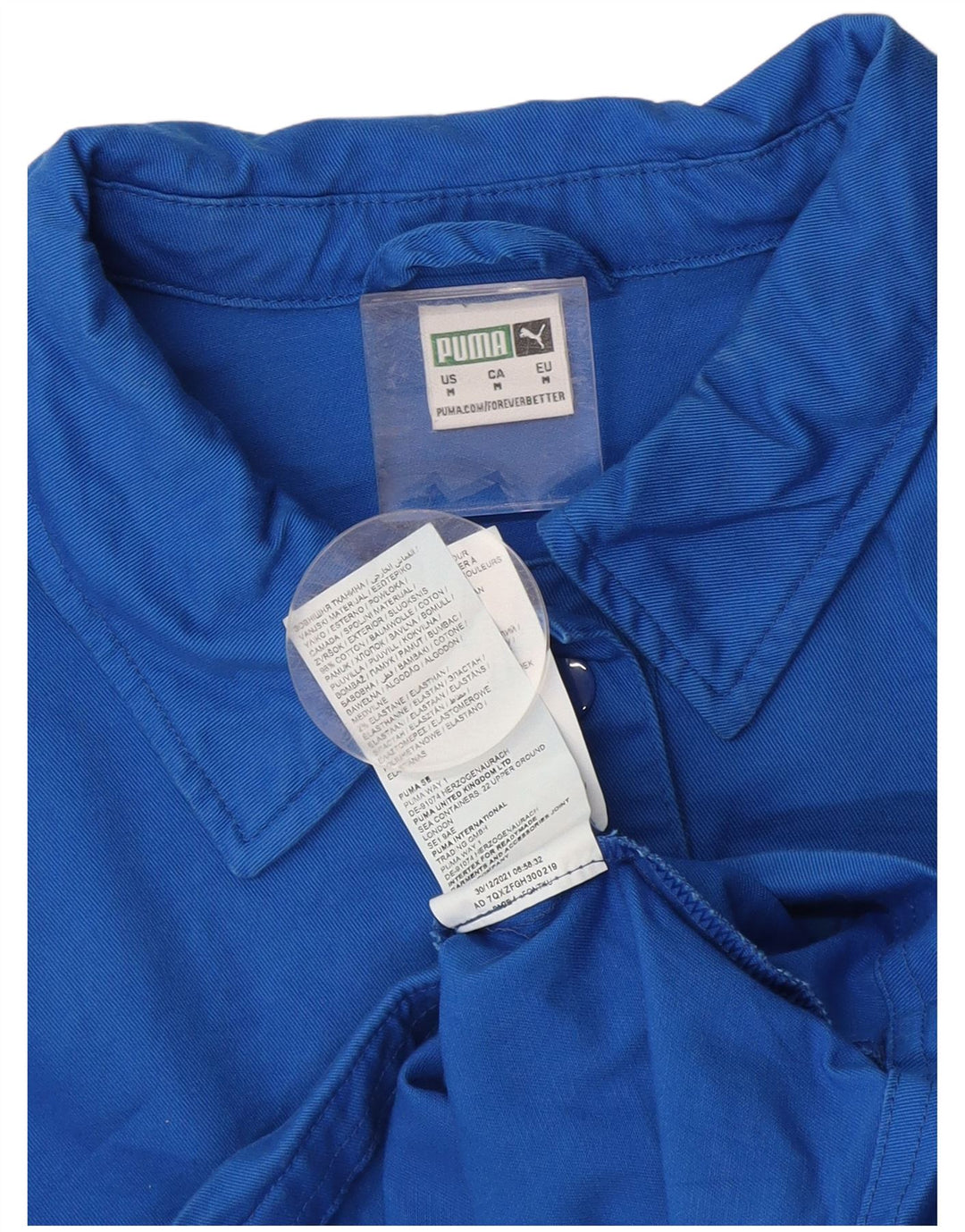 PUMA Womens Crop Bomber Jacket UK 14 Medium Blue Cotton